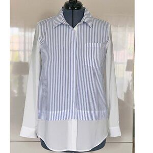 Calvin Klein Woman Shirt Blue & White Striped Size M